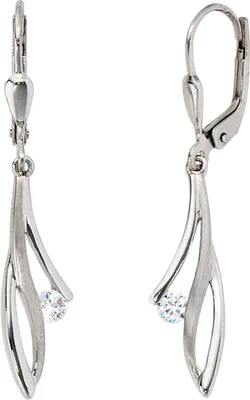 Produktbild von Ohrringe Ohrhänger Boutons mit 2 Zirkonia 333 Gold Weißgold mattiert Damen
