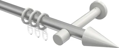 Produktbild von Interdeco Gardinenstange / Vorhangstange Silbergrau / Weiß, Typ Prestige Savio (Kegel), 20 mm Ø 1-läufig, 520 cm