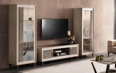 Image de Meuble-paroi design Sideboard 2x Armoire rtv Lowboard Buffet 3 pièces Set Vitrine