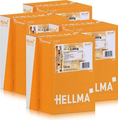 Produktbild von Hellma Rohrzucker-Sticks 2kg - Zucker für die Gastronomie (4er Pack)