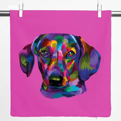 Produktbild von Huuraa Kissenbezug Dackel Colorful 40x40cm Fuchsia Baumwolle Dekokissenbezug Geschenkidee