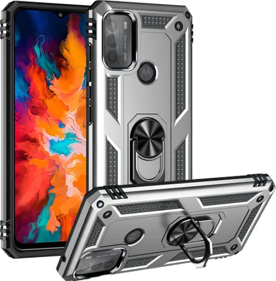 Produktbild von Moto G50 4G Hülle, Dual Layer Militäre Fallschutz Schutzhülle mit Ringhalterung Ständer für Motorola Moto G50 4G Silber