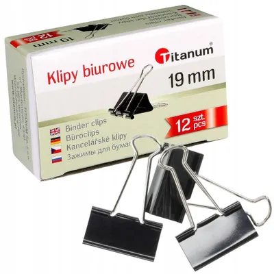 Produktbild von Titanum Büroklammern 19mm schwarz 12 Stück Klemmen