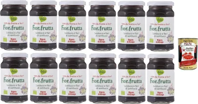 Produktbild von 12x Rigoni di Asiago Fiordifrutta - sambuco e fiori di sambuco Holunder und Holunderblüten 250 gr+ Italian Gourmet Polpa di Pomodoro 400 g Tin