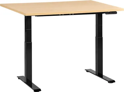 Zdjęcie produktu dla BELIANI Regulowane biurko jasnobrązowy blat czarna stalowa rama 120 x 60 cm elektryczna zmiana wysokości kwadratowe nóżki nowoczesny design