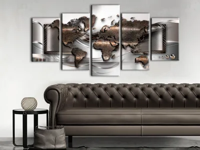 Produktbild von Akustikbild Weltkarte 200x100 cm Bilder Akustikschaum Hochleistungsschallabsorber Schallschutz Leinwand 5 tlg Wandbild Raumakustik Schalldämmung k-A-0013-b-p