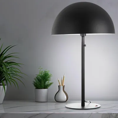Produktbild von LED Retro Tischleuchte, Pilzdesign Metall grau, H 73 cm