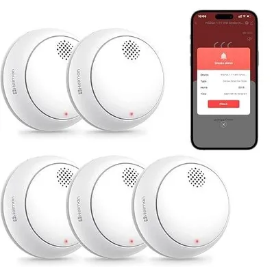 Zdjęcie produktu dla Czujnik dymu WIFI heiman inteligentny detektor ognia en 14604 baterie