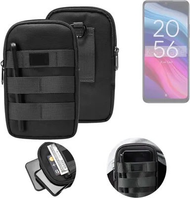 Produktbild von K-S-Trade Holster Gürtel Tasche kompatibel mit TCL 505 Handy Tasche Schutz Hülle dunkel-grau viele Fächer, 1x