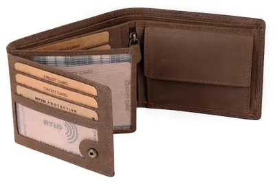 Produktbild von Benthill Geldbörse Herren Leder - Echtleder Geldbeutel mit RFID-Schutz - Slim Portemonnaie für Herren