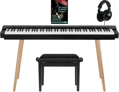Imagen del producto de Teclado electrónico para piano, ideal para uso doméstico: 88 teclas contrapesadas con tecnología de muestreo DAAS, polifonía de 128 voces, conectividad Bluetooth para audio/MIDI, incluye soporte, banco, auriculares y curso de piano. Color: