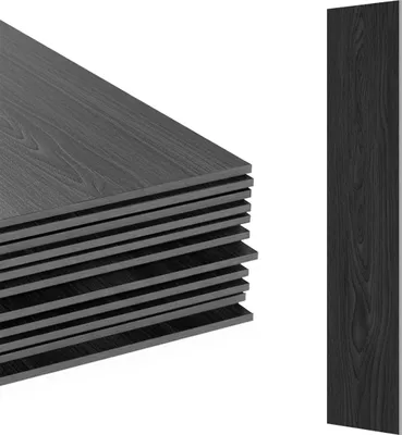 Zdjęcie produktu dla Relaxdays – samoprzylepna wykładzina PCV, 5 m²/36 sztuk, wygląd drewna, łazienka, kuchnia, płytki samoprzylepne 91 x 15 cm, antypoślizgowe, ciemnoszare
