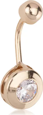 Produktbild von Bauchnabelpiercing 10mm 333 Gelb Gold 8 Karat Banane Zirkonia Weiß