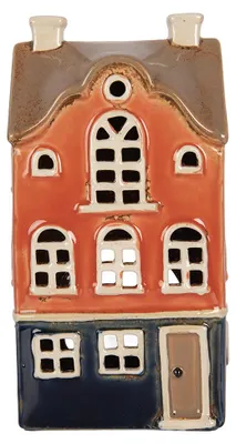 Productafbeelding van Clayre & Eef theelichthouder Haus, 12x9x22 cm, oranje, keramiek
