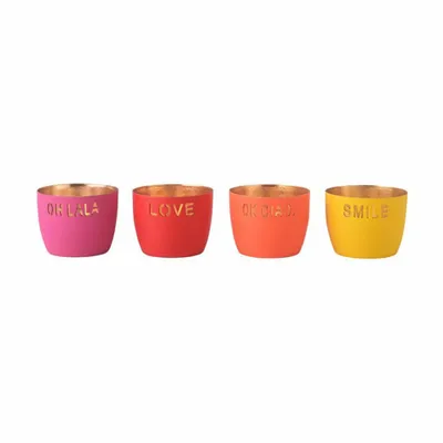 Immagine prodotto di Gift Company Windlicht Madras Neon XS, 4er Set, Teelichthalter, Kerzenhalter, Eisen, Gelb / Orange / purple / Rot, H 4.5 cm, 1161102020