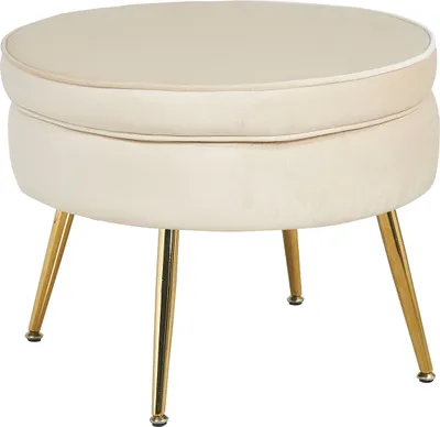Produktbild von SalesFever Sitzpouf | rund | Bezug Samt-Stoff | Gestell Metall goldfarben | B 52 x T 52 x H 41 cm | beige