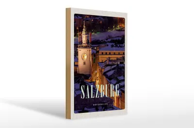 Produktbild von Holzschild Reise 20x30cm Salzburg Österreich Kirche Altstadt