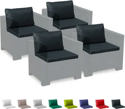 Immagine prodotto di Cuscino di ricambio per set di mobili da giardino in rattan impermeabile 4 posti Bica Grand Soleil - Nero