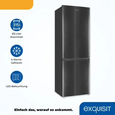 Produktbild von Exquisit Kühl-Gefrierkombination KGC320-95-E-040C inoxlook-az | 315 l Nutzinhalt | Türanschlag wechselbar