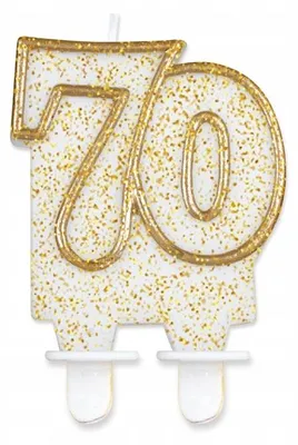 Produktbild von GoDan Tortenkerze Zahl 70 Goldener Glitzer Geburtstagsdeko