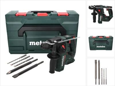 Image de Metabo BH 18 LTX BL 16 Marteau perforateur sans fil 1,3 J SDS plus Brushless 18V + Coffret metaBOX + Set de 5 forets et burins - sans batterie, sans chargeur