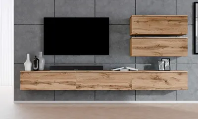 Image de AX LIVING Meuble-paroi Loriano V Meuble-paroi brun Chêne Wotan 300 cm de large