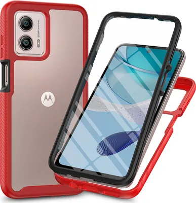 Produktbild von Moto G53 Hülle, Bumper mit Eingebautem Displayschutz 360 Grad Komplettschutz Schutzhülle für Motorola Moto G53 Rot