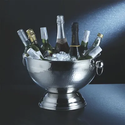 Image de Bac à glaçons BarCraft, refroidisseur à champagne/coupe à punch et à sangria en métal, élégant refroidisseur à boissons pour cocktails, vins, bières et boissons non alcoolisées, 37 x 25 cm – Acier inoxydable argenté