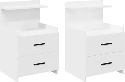 Obrázek produktu pro Noční stolky 2 ks se 2 zásuvkami bílé 40x36,5x62 cm