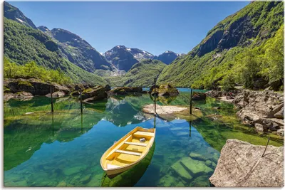 Produktbild von ARTland Leinwandbild Gletschersee Bondhusvatnet in Norwegen Größe: 120x80 cm