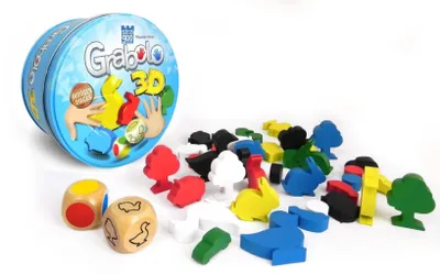 Obrázek produktu pro Grabolo 3D společenská hra dřevo v plechové krabičce 12x12x6cm STRAGOO