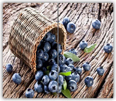 Produktbild von Tulup Glas-Herdabdeckplatte - 2x30x52cm - Glaskeramikkochfeld-Abdeckung Spritzschutz Zweiteilig Blaubeeren Korb