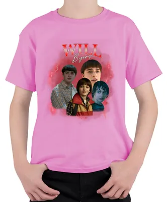 Productafbeelding van WILL Byers Stranger Things Fan Cadeau, Retro Vintage T-shirt uit de jaren 90, Uni, voor kinderen, roze, maat 140