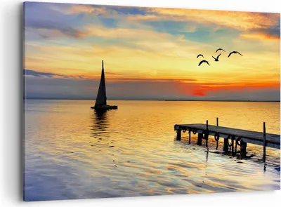 Produktbild von Bild auf Leinwand - Leinwandbild - Strand landschaft wasser brücke - 120x80cm - Wand Bild - Wanddeko - Leinwanddruck - Bilder - Kunstdruck - Leinwand bilder - Wandkunst - AA120x80-2535