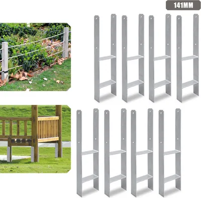 Immagine prodotto di Jopassy 8 pezzi ancoraggio per palo 141MM supporto per palo H ancoraggio per palo lunghezza 600 mm per carport argento