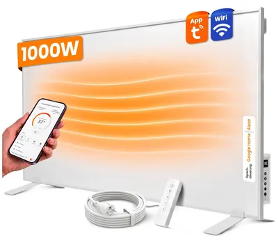 Produktbild von Dalsys Infrarotheizung 1000W - Infrarot Wandheizung für ca. 10–20qm - Infrarotheizung mit Thermostat - WiFi, App-Steuerung & Smarthome-Integration - Weiß