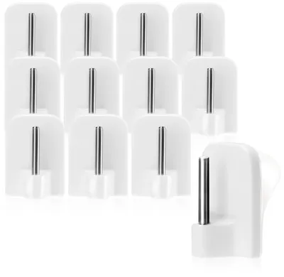 12 selbstklebende Gardinenhaken, weiß, 2,5 x 1,5 cm, PVC/Metall