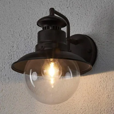 Produktbild von Lindby Außenwandleuchte Eddie, rostfarben, Metall, IP44, E27