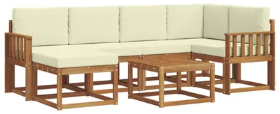 Produktbild von vidaXL Outdoor-Sofagarnitur 7 stk. Natur und Creme
