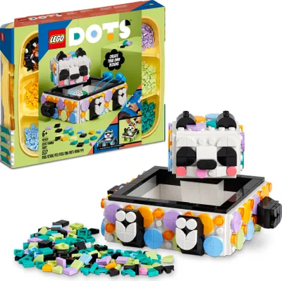 Produktbild von LEGO 41959 DOTS Panda Ablageschale, Bastelset für Schmuckkästchen