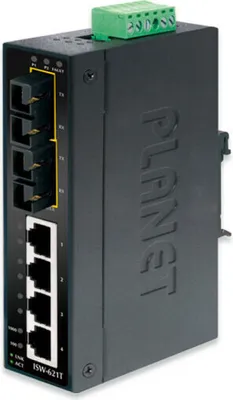 Produktbild von PLANET Industrial Fast Ethernet Switch 4-Port 10/100 Mbps RJ45 + 2-Port 100Base-FX, IP30, Temp Range -40øC75øC, Unmanaged, L2, Fast Ethernet (10/100), Vollduplex, Wandmontage
