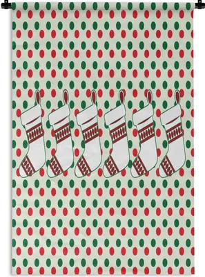 Produktbild von MuchoWow® Wandteppich Wandbehang Weihnachten - Muster - Vintage 90x135 cm Tapisserie Dekoration Wandtuch - Baumwolle - Wandskulptur