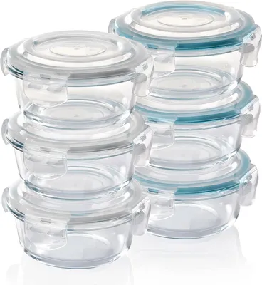 Immagine prodotto di Contenitori in vetro per alimenti - Barattoli per conservazione adatti al forno - Ideali per la preparazione dei pasti - Realizzati in vetro borosilicato resistente al calore - 6 pezzi da 400 ml - Trasparente