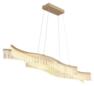 Productafbeelding van LED-hanglamp, goud, met heldere kristallen, hoogte 135 cm