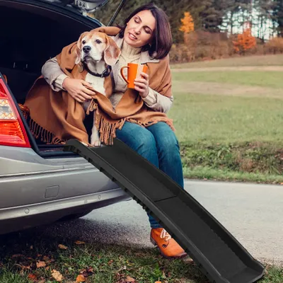 Produktbild von YZNAHRE Hunderampe Auto Klappbar Hundetreppe Anti-Rutsch bis 90 kg 156x40cm Rampe Hund für SUV Große Kleine Tiere