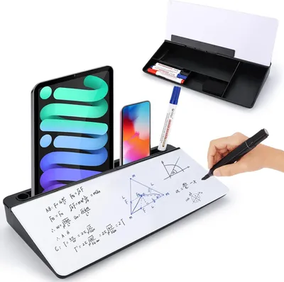 Produktbild von Glas Whiteboard, Schreibtisch Organizer, 3 Marker, 2 Notizblöcke, für Büro