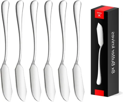 Productafbeelding van Botermesjes - Smeermessen Set - Brood Beleg - Hoogglans Gepolijst - 8 Stuks - RVS
