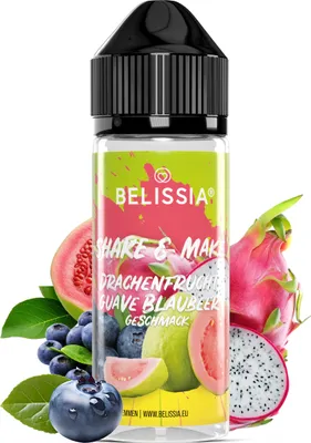 Produktbild von Belissia Shake and Make Drachenfrucht-Guave-Blaubeer - 10ml hochdosiertes Lebensmittelaroma + 120ml Schüttelflasche - Für Backen, Speisen, Shakes uvm