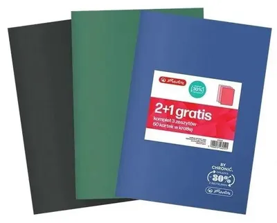 Imagen del producto de Cuaderno de espiral, formato A5, 60 hojas, cuadriculado, marca Herlitz, modelo Eco 2+1. (Paquete de 3 unidades)