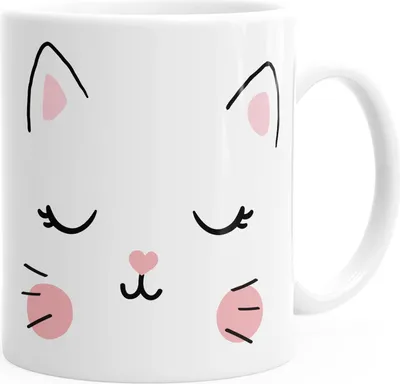 Produktbild von Kaffee-Tasse Katze Katzengesicht Cat Tiergesichter Teetasse Keramiktasse MoonWorks® weiß unisize
